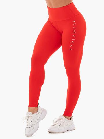 Legginsy Damskie Ryderwear Women Leggings Staples Scrunch Bum Czerwone | PL2395OR