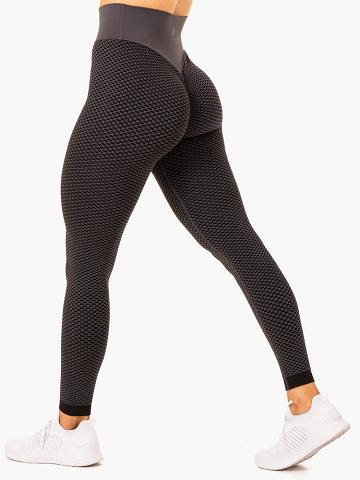 Legginsy Damskie Ryderwear Women Leggings Honeycomb Scrunch Seamless Szare | PL2399TV