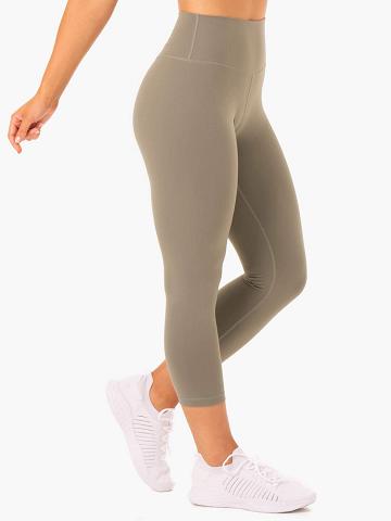 Legginsy Damskie Ryderwear Women Leggings Base 7/8 High Waisted Khaki | PL2424YU