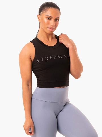 Podkoszulki Damskie Ryderwear Women Tanks Motion Crop Top Czarne | PL1124OR