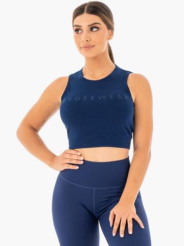 Podkoszulki Damskie Ryderwear Women Tanks Motion Crop Top Granatowe | PL1138VD