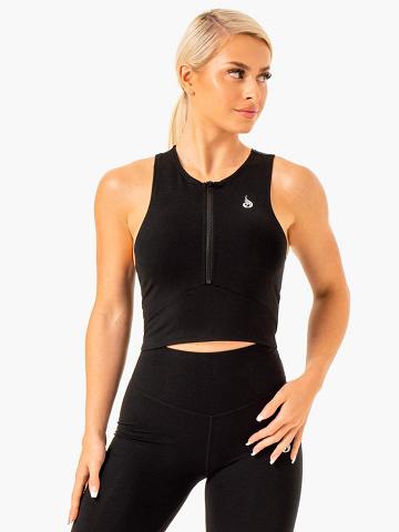 Podkoszulki Damskie Ryderwear Women Tanks Reflex Zip Up Czarne | PL1163CE