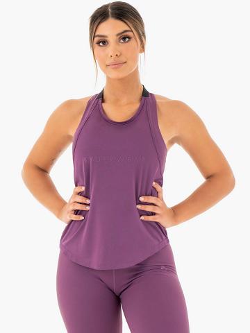 Podkoszulki Damskie Ryderwear Women Tanks Motion Slinky T-Back Fioletowe | PL1164VD