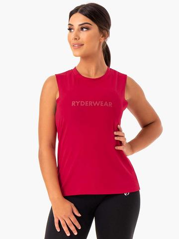 Podkoszulki Damskie Ryderwear Women Tanks Base Regular Cut Różowe Czerwone | PL1181FM