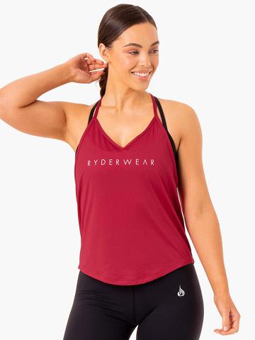 Podkoszulki Damskie Ryderwear Women Tanks Staples Slinky T-Back Bordowe Czerwone | PL1183HK