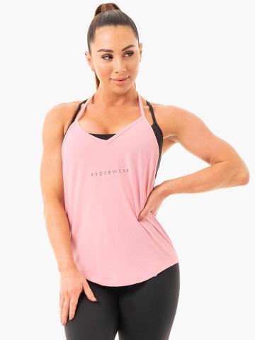 Podkoszulki Damskie Ryderwear Women Tanks Luxe T-Back Różowe | PL1215CE