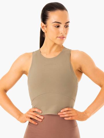 Podkoszulki Damskie Ryderwear Women Tanks NKD Refine Khaki | PL1222EX