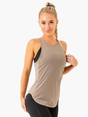 Podkoszulki Damskie Ryderwear Women Tanks Elite Mesh Treningowe Szare Brązowe | PL1284DN