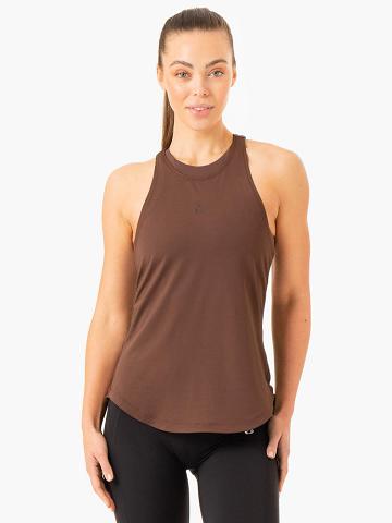 Podkoszulki Damskie Ryderwear Women Tanks Level Up Treningowe Czekolada | PL1307PQ