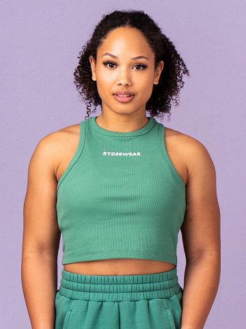 Podkoszulki Damskie Ryderwear Women Tanks Sideline Rib Crop Zielone | PL1333PQ