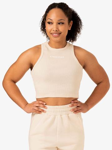 Podkoszulki Damskie Ryderwear Women Tanks Sideline Rib Crop Głęboka Żółte | PL1334AP