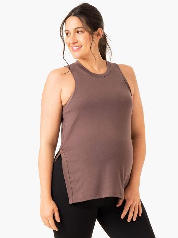 Podkoszulki Damskie Ryderwear Women Tanks Active Bump Czekolada | PL1347BC