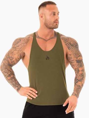 Podkoszulki Męskie Ryderwear Men Tanks Active Gym Stringers T-Back Khaki | PL2657MA