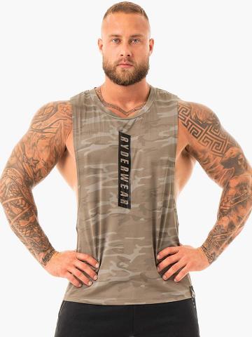 Podkoszulki Męskie Ryderwear Men Tanks Combat Baller Tank Khaki Camo | PL3074OR