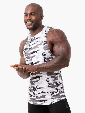 Podkoszulki Męskie Ryderwear Men Tanks Camo Tech Mesh Baller Tank Białe Camo | PL3077YU