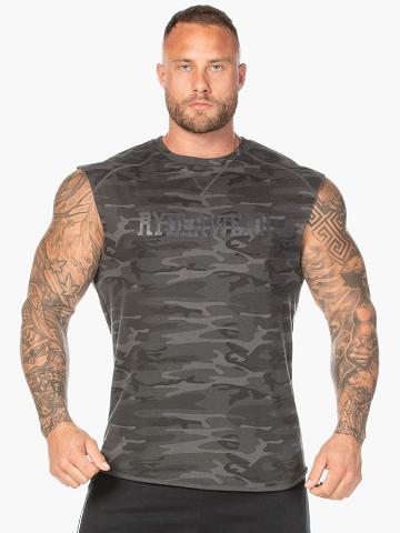 Podkoszulki Męskie Ryderwear Men Tanks Camo Fleece Tank Czarne Camo | PL3080EX