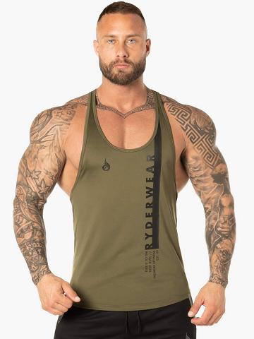 Podkoszulki Męskie Ryderwear Men Tanks Evo T-Back Stringer Tank Khaki | PL3054AP