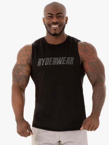 Podkoszulki Męskie Ryderwear Men Tanks Flex Fleece Tank Czarne | PL3053SO