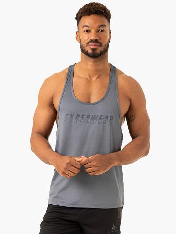 Podkoszulki Męskie Ryderwear Men Tanks Overdrive Gym Stringers T-Back Szare Niebieskie | PL2617XF