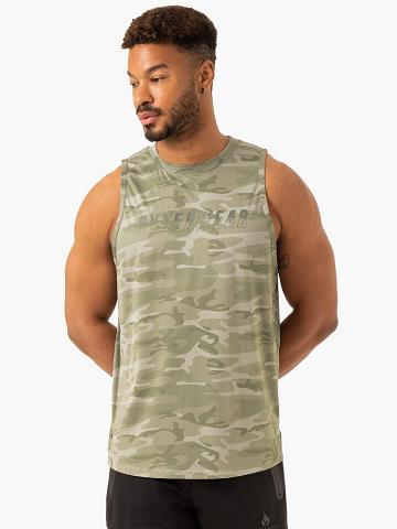 Podkoszulki Męskie Ryderwear Men Tanks Overdrive Tank Oliwkowe Zielone Camo | PL2996HK