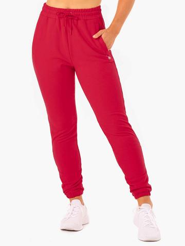 Spodnie Sportowe Damskie Ryderwear Women Track Pants Base High Waisted Różowe Czerwone | PL1102DN