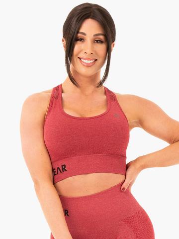 Staniki Sportowe Damskie Ryderwear Women Sports Bra Seamless Staples Różowe Czerwone | PL1597FM