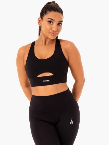 Staniki Sportowe Damskie Ryderwear Women Sports Bra Base Racer Back Czarne | PL1607BC