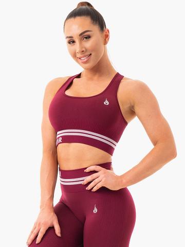 Staniki Sportowe Damskie Ryderwear Women Sports Bra Freestyle Seamless Longline Bordowe | PL1614TV