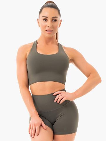 Staniki Sportowe Damskie Ryderwear Women Sports Bra NKD Khaki | PL1617IS