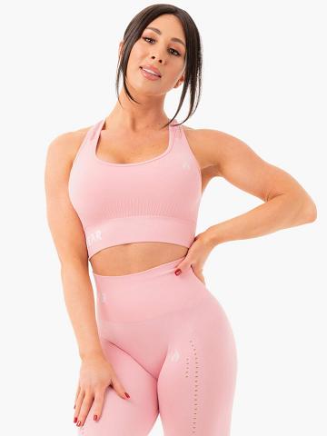 Staniki Sportowe Damskie Ryderwear Women Sports Bra Seamless Staples Różowe | PL1625HK