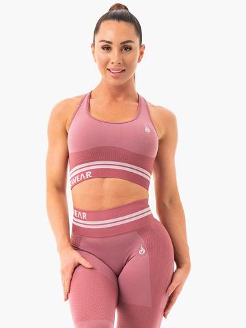 Staniki Sportowe Damskie Ryderwear Women Sports Bra Freestyle Seamless Longline Różowe | PL1649FM