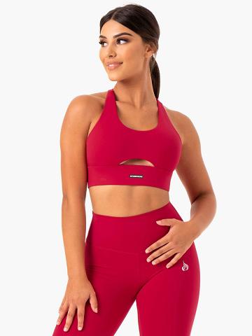 Staniki Sportowe Damskie Ryderwear Women Sports Bra Base Racer Back Różowe Czerwone | PL1667YU