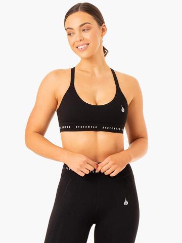 Staniki Sportowe Damskie Ryderwear Women Sports Bra Reflex Cross Over Czarne | PL1697PQ