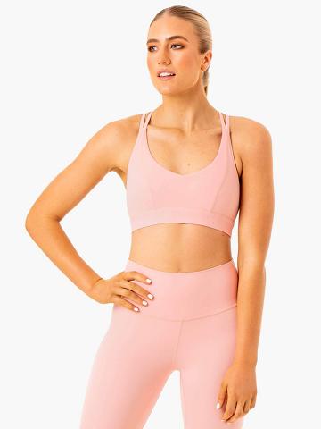 Staniki Sportowe Damskie Ryderwear Women Sports Bra NKD Align Różowe | PL1716EX