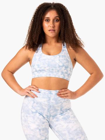 Staniki Sportowe Damskie Ryderwear Women Sports Bra Tie Dye Szare Niebieskie | PL1722OR