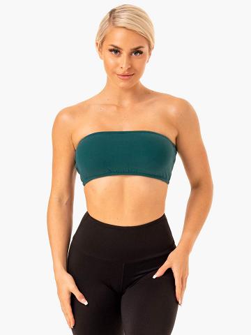 Staniki Sportowe Damskie Ryderwear Women Sports Bra Bandeau Turkusowe | PL1728GL