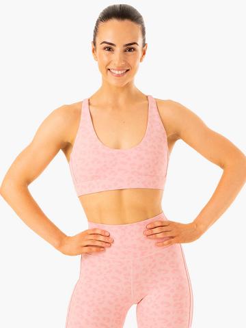 Staniki Sportowe Damskie Ryderwear Women Sports Bra Evolution Różowe Panterka | PL1745YU