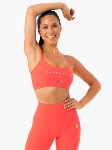 Staniki Sportowe Damskie Ryderwear Women Sports Bra Staples Koralowe | PL1782JJ