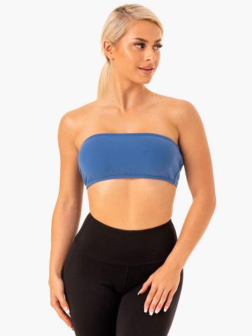 Staniki Sportowe Damskie Ryderwear Women Sports Bra Bandeau Niebieskie | PL1789BC