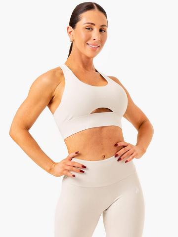 Staniki Sportowe Damskie Ryderwear Women Sports Bra Focus Contour Białe Szare | PL1812XF