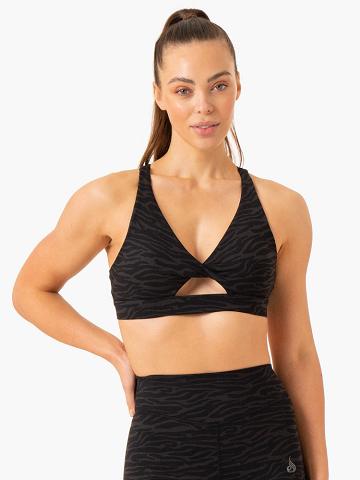 Staniki Sportowe Damskie Ryderwear Women Sports Bra Transform Twist Czarne | PL1831FM