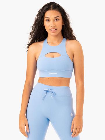 Staniki Sportowe Damskie Ryderwear Women Sports Bra Replay Cut Out Niebieskie | PL1840VD