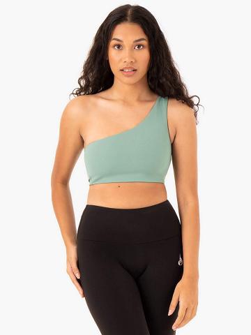 Staniki Sportowe Damskie Ryderwear Women Sports Bra Adapt One Shoulder Oliwkowe | PL1865CE