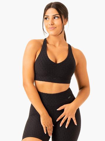 Staniki Sportowe Damskie Ryderwear Women Sports Bra Optic V-Neck Czarne | PL1870QZ