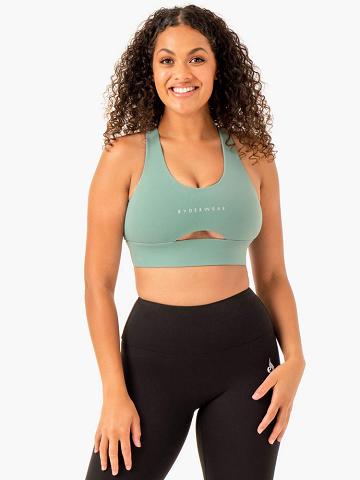 Staniki Sportowe Damskie Ryderwear Women Sports Bra Focus Contour Oliwkowe | PL1872EX