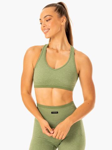 Staniki Sportowe Damskie Ryderwear Women Sports Bra Excel Seamless Zielone | PL1882DN