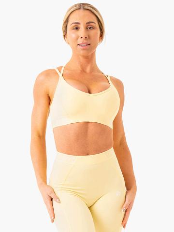 Staniki Sportowe Damskie Ryderwear Women Sports Bra Level Up V-Neck Beżowe | PL1901YU