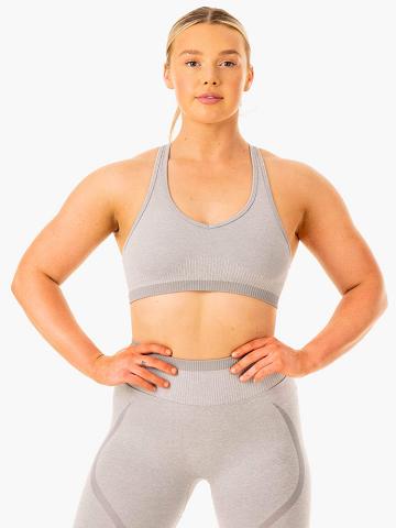 Staniki Sportowe Damskie Ryderwear Women Sports Bra Excel Seamless Szare | PL1909FM