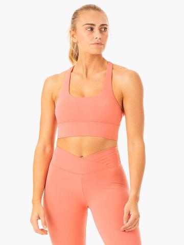 Staniki Sportowe Damskie Ryderwear Women Sports Bra Flow Square Neck Różowe Różowe | PL1930OR