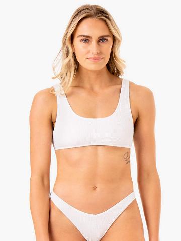 Stroje Kąpielowe Damskie Ryderwear Women Swimwear Paradise Scoop Bikini Top Białe | PL1485YU